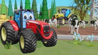 Rufus Tractor & Four heavy Tasks on the Farm - Colorful Animated Farm Full of Agricultural Machines