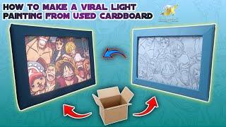 how to make a viral light painting from used cardboard || how to make 3d photo frame