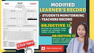 LEARNER'S INDIVIDUAL RECORD TEMPLATE
