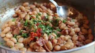 Bacon & Cranberry Bean Ragout - Fresh Shelling Beans Stewed with Bacon and Herbs