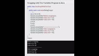 Swapping with two variables in Java  #java #coding