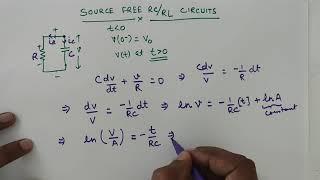 Derivation of current and voltage for source free RL and RC circuits |Transient analysis| Circuit|