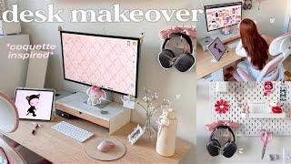 DESK ROOM MAKEOVER 🩰 pinterest inspired, decorating, imac unboxing, organization