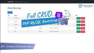 Full CRUD PHP MySQL Bootstrap | 10. Integrasi Datatables jQuery