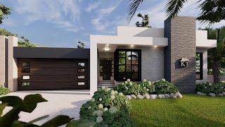 simple single story modern house design [18mx23m] house plan with 4 bedrooms /(model0069)