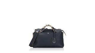 Fendi Vitello Dolce Scalloped Studded Medium By The Way Blu Notte