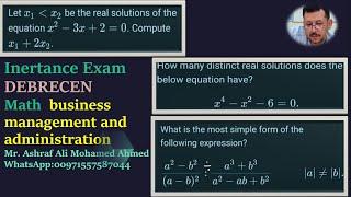 Entrance Exam DEBRECEN  Math  business management and administration