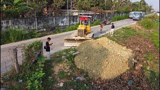 First Starting A New Project! Filling Land With Expert Bulldozer Pushing Soil widening the road