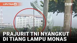 Viral! Penerjun Payung TNI Nyangkut di Tiang Lampu Monas | Liputan6