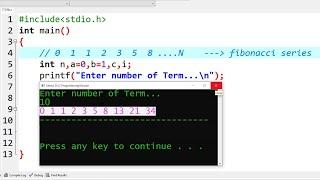 C Program to Print Fibonacci Series | Learn Coding