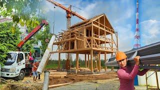 60 Minute TIMELAPSE: Tran Dieu Linh Works With Cranes - Build Electric Poles And Wooden Stilt Houses