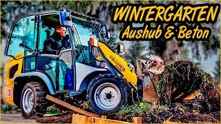 WINTERGARTEN BAUEN | Aushub mit BAGGER & BODENPLATTE betonieren! | Home Build Solution