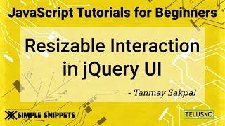 Resizable Interaction in JQuery UI