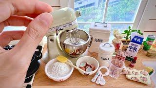 Making Birthday Cake in Re-Ment Mini Kitchen | Toy Food Miniatures Cooking |  ASMR