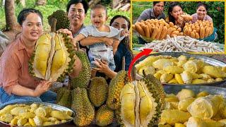 VILLAGE COOKING HEALTHY DURIAN ICE CREAM | VILLAGERS EATING DELICIOUS ICE CREAM WITH BREAD