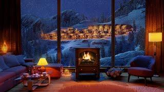 Cozy Winter Ambience for Reading with Fireplace Sounds and Snowfall