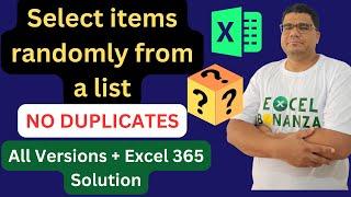 Select RANDOM VALUES FROM LIST in EXCEL - NO DUPLICATES