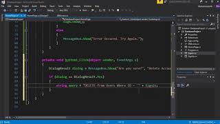 Visual Studio SQL Database Tutorial 06 - C# Delete Data from Database - C# CRUD Tutorial