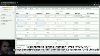 how to create database using phpmyadmin for login form