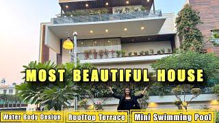 Inside a 500 yard Modern Design 7 BHK House With Lift, Water Body Design, Mini Swimming Pool