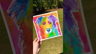 Paint Your pet!  Rainbow watercolor pet portrait tutorial #petportraitdiy #animallover #dogmom