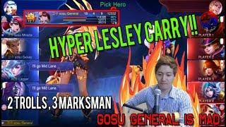 Global Rank No.1 Lesley carried 2trolls | Mobile legends