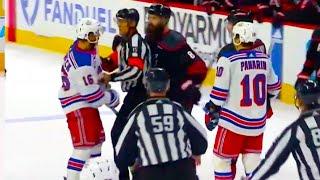 Vincent Trocheck Brent Burns Fight Leads to Scrum | Rangers vs Hurricanes Round 2 Game 4 | NHL 2024