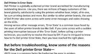 Dell Printer Error State  Windows 10