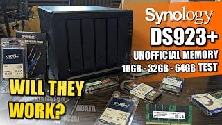 Synology DS923+ NAS 3rd Party Memory 16/32/64GB Test - Crucial, Kingston & Sabrent