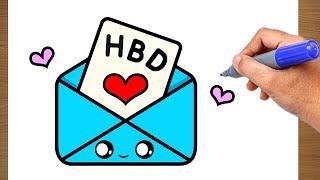 How To Draw A Cute Happy Birthday Step By Step  │ Drawing Hub  #PracticeDrawings