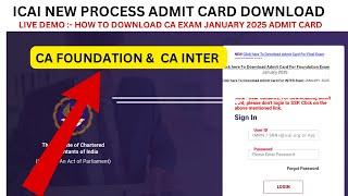 Admit Card Download Process Change by ICAI | How to Download CA Exam January 2025 Admit card