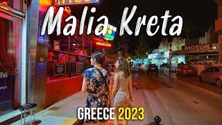 Malia Crete, walking tour 4k, Kreta, Greece 2023