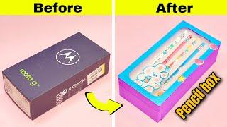 DIY pencil box / how to make pencil box / easy paper craft / school project