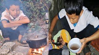 Orphan boy struggled to care for the sick girl and had no one to help.