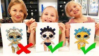 3 МАРКЕРА ЧЕЛЛЕНДЖ с МАМОЙ / 3 MARKER CHALLENGE w/ our MOM ! LOL dolls KIDS EDITION Детская версия