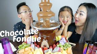 Chocolate Fondue Fruit Platter Mukbang | N.E Let's Eat