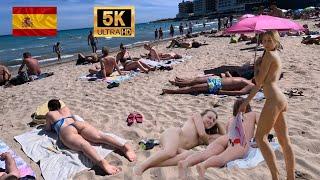 MUST SEE Walking with Bikini Beach Walk 5K60 | Barcelona Beach Spain