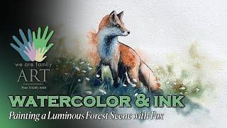 Forest Wildlife Painting: A Graceful Fox in Watercolor & Ink