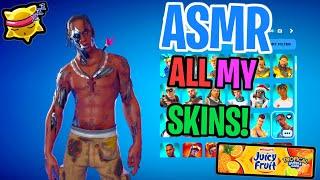 ASMR Gaming  Fortnite Locker Tour ALL My Skins! Relaxing Gum Chewing  Controller Sounds 