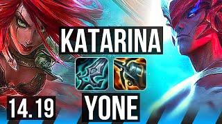 KATARINA vs YONE (MID) | 12/1/7, Legendary, 800+ games | EUW Grandmaster | 14.19