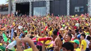 Reação da torcida no momento do gol da Seleção Brasileira.