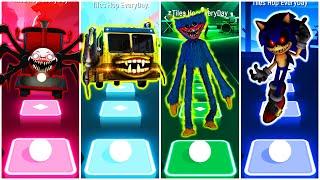 Choo Choo Charles VS Bus Eater VS Huggy Wuggy VS Sonic EXE | Tiles Hop EDM Rush