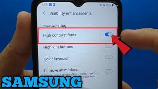 How to enable/disable high contrast fonts on Samsung Galaxy A02 | Visibility Enhancements