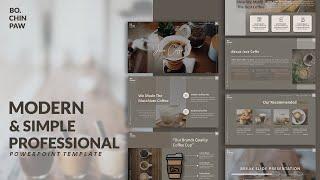 Modern Design & Simple Professional PowerPoint Template Aesthetic || Coffee - Themed