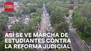 Marcha de estudiantes de Derecho de la UNAM es captada por dron de N+