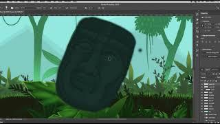 Painting Aztek Head & Giant Tree in Photoshop