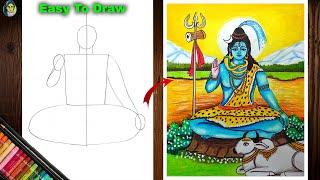 Lord Shiva Drawing Easy | Shivratri Special Drawing | How To Draw Lord Shiv Easy | Har Har Mahadev