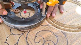 Beautiful wood carving skills || perfect handling router machine by pvj wood carving