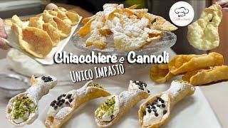 CHIACCHIERE and fried CANNOLI SINGLE DOUGH for 2 Carnival sweets 