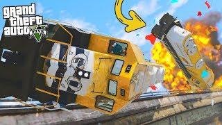 TOP GTA 5 TRAIN CRASHES! Glitch Makes Train FLY!! :D (GTA 5 Mods)